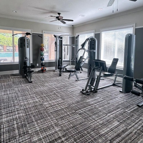a gym with exercise equipment